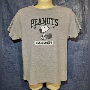 Peanuts Team Snoopy T-Shirt Unisex Kids Medium Gray Short Sleeve Tennis 🎾